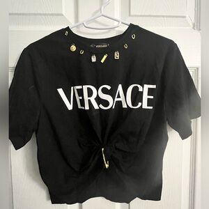Versace Embellished Crop Top - Size Small